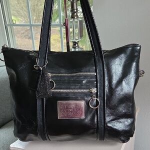 COACH Black POPPY Liquid Gloss Shoulder Bag